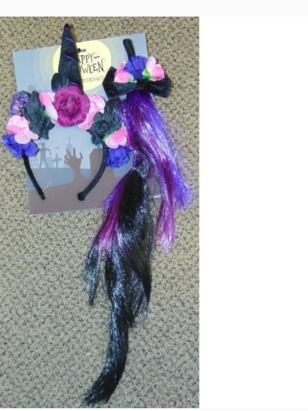 Unicorn Purple Headband Horn & Tail Instant Kit Halloween Costume Accessory 14+